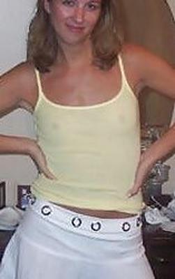 My favorite brunette...yellow top white skirt