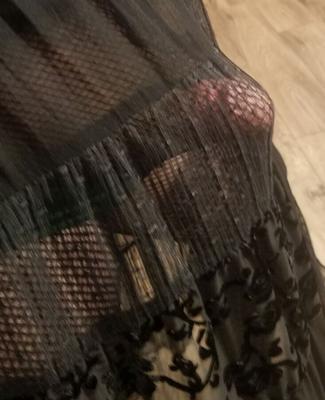 Ms. Evelyn in Patterned Fishnets and Green Panties