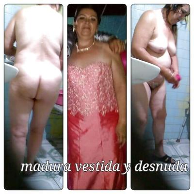 MUJER MADURA VESTIDA Y DESNUDA