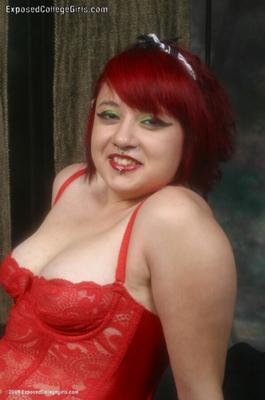 Chubby hairy teen Amateur Jasmine in red lace