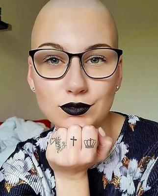 Bald with glasses