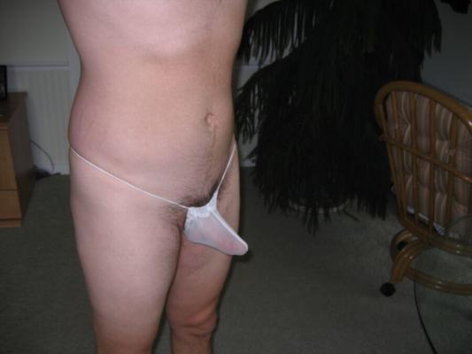 Gstring transparent blanc poilu