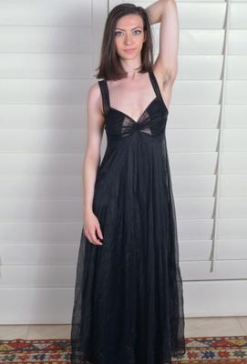 Geneva - Long Black Evening Dress :: Hairy Pussy